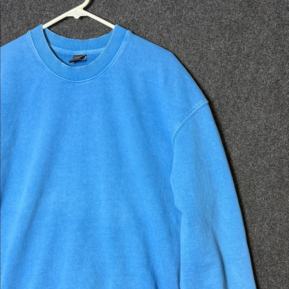 Zara Mens XL Blue Crewneck Sweatshirt Faded Wash Long Sleeve Pullover - Picture 3 of 7